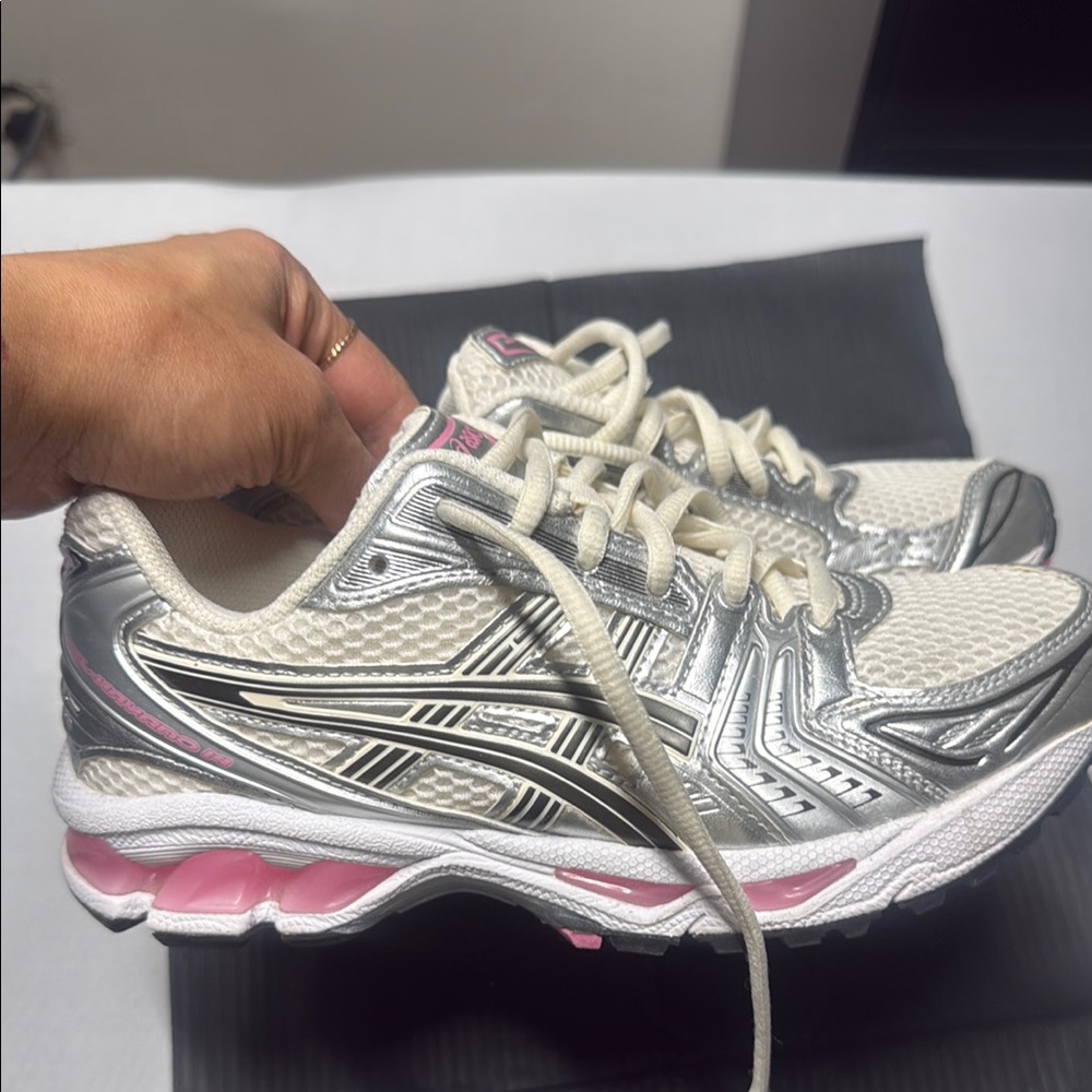 Silver and Pink Athletic Running Shoes with Breathable Mesh no box